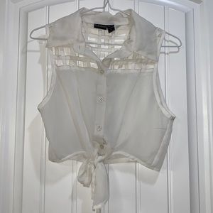 Ivory waist tie crop top